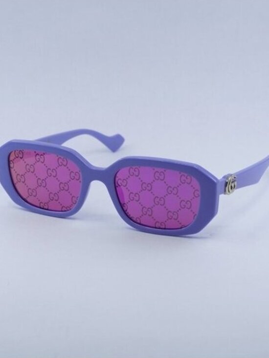 Gucci GG1535S 004 Sunglasses Lilac Rectangle Frame, Pink GG Pattern Lenses main image 7